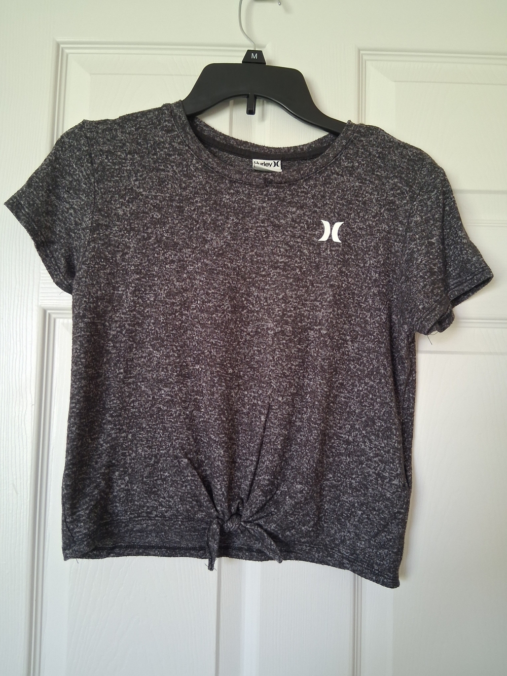 Hurley Gray Marled Tie-Front Tee Girls